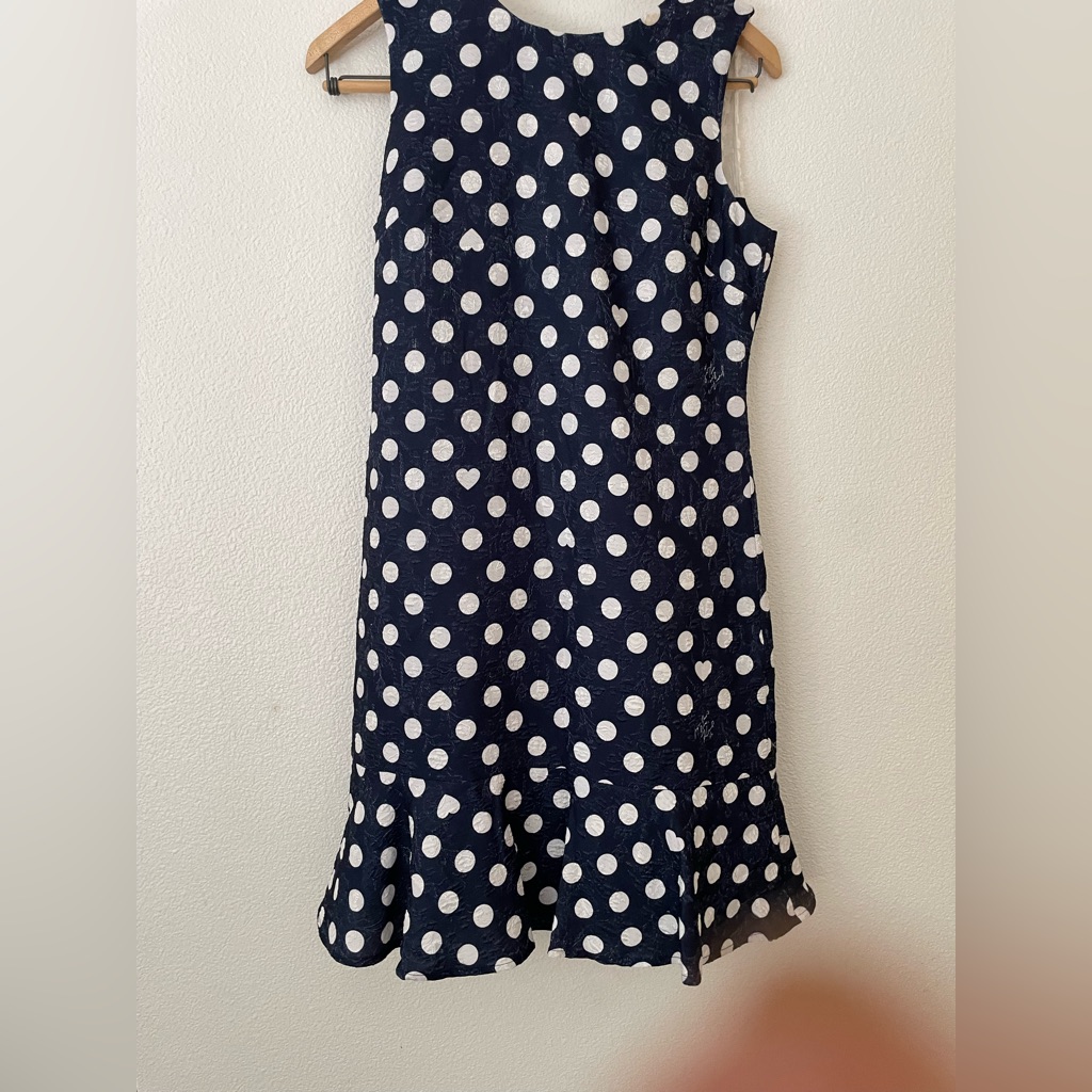Karl Lagerfield Paris Dress Polka Dot Drop Waist Lace Back